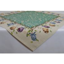 Húsvéti mintás textil asztalterítő tojásokkal.